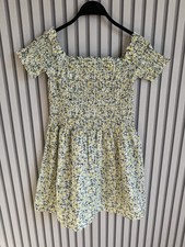 H&M Floral Print Shirred Body Summer Dress Size M Worn Once