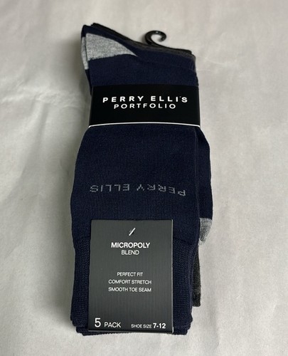New Perry Ellis Socks Men’s 5 Pair Multicolor Dress Sock Business Preppy Career - Picture 2 of 12