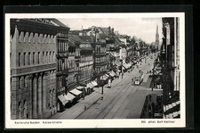 Ansichtskarte Karlsruhe /Baden, Strassenbahn in der Kaiserstraße 