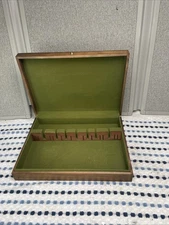 Wooden Silverware Flatware Dovetailed Chest Storage Box Case Holds 12 Settings