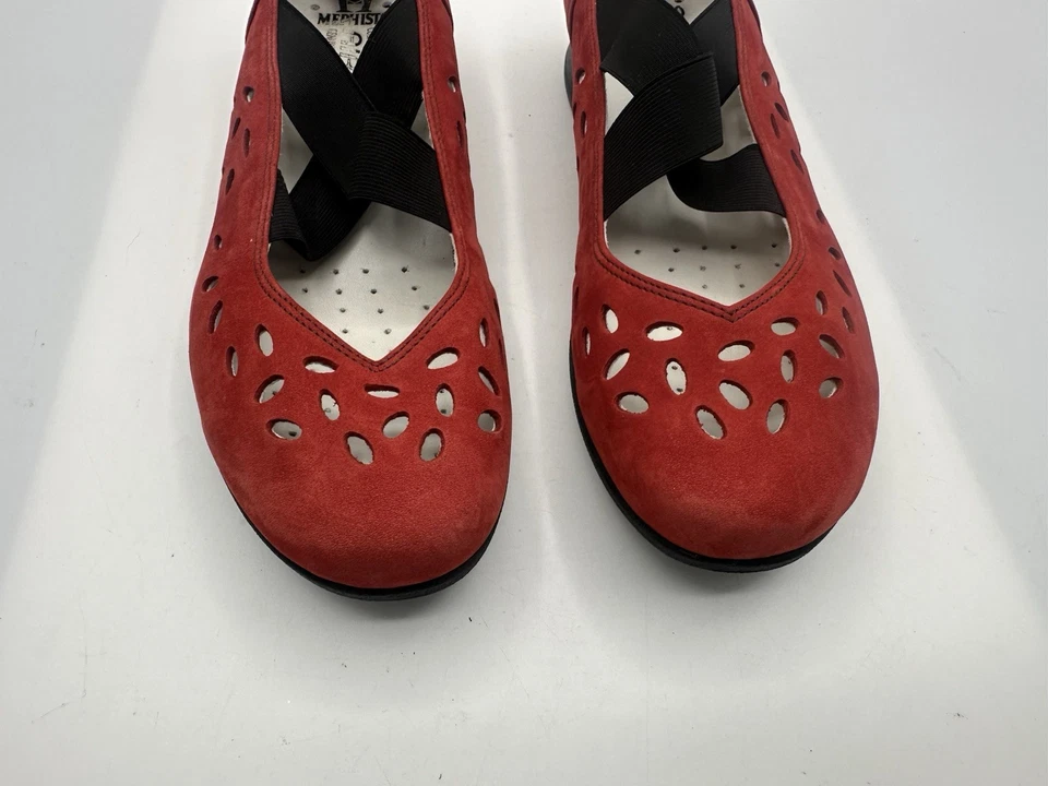 Zapatos Mephisto Air Jet Mary Jane Rojo Recorte Nubuck Mocasines Mujer Talla 9 Foto 2 de 4
