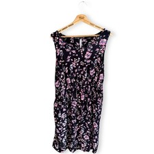 Ladies Yours Summer Dress Navy Pink Floral Sleeveless Tie Back Size 20