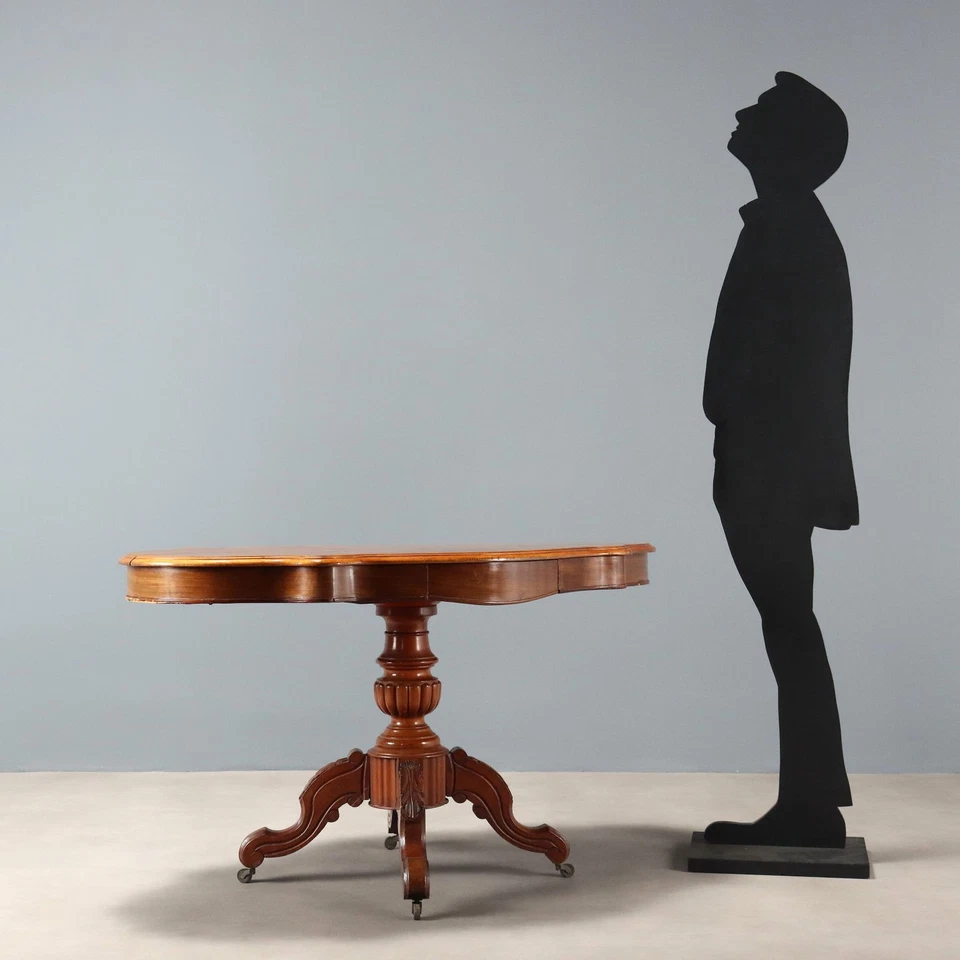 Table Basse Ancienne Acajou Italie Moitié du XIXe Siècle Originale - Photo 2/4