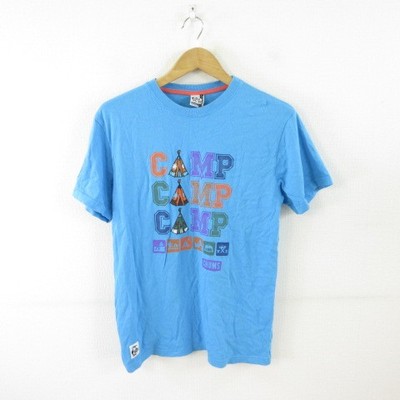 Chums CHUMS T-shirt Short Sleeve Print Logo Blue M *T37 Men's