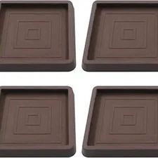2.5 Inch Square Furniture Coasters, 4 Pcs Brown Rubber Caster Cups Non Slip F