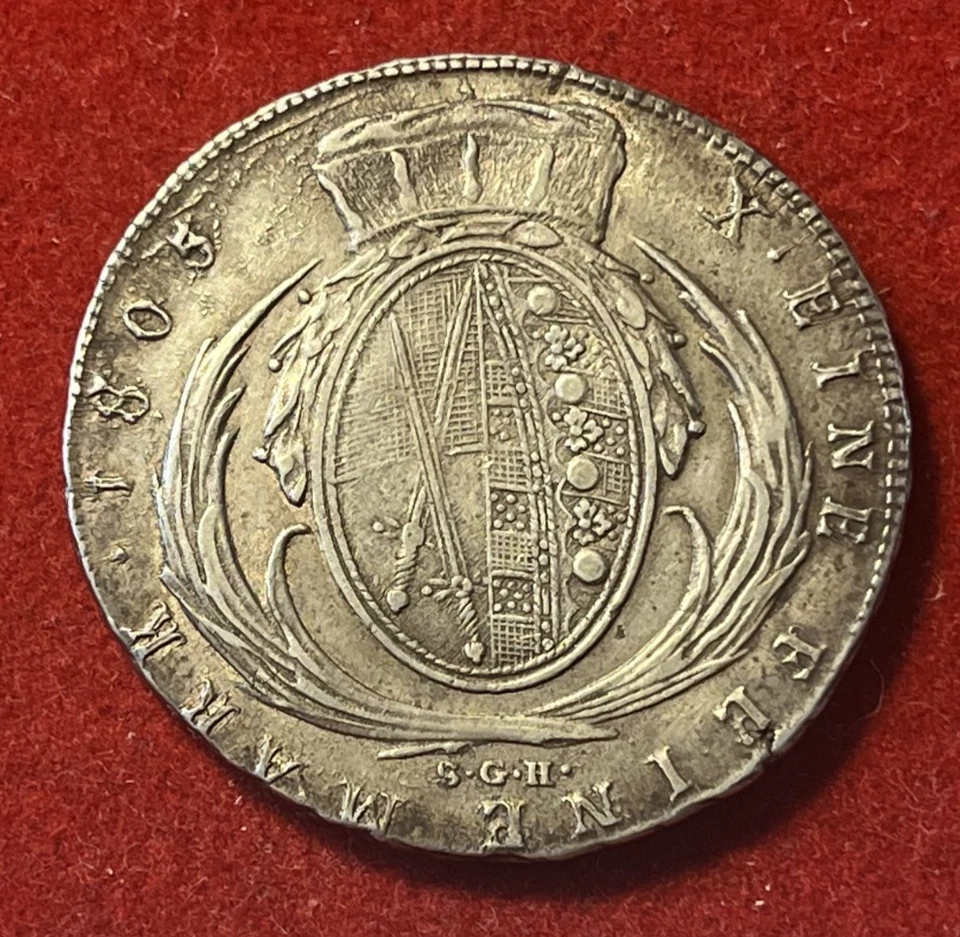 Saxony Albertine Thaler 1805 SGH German States Silver Coin KM#1036 T7116 - Image 3 of 4