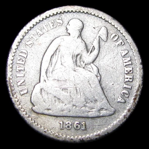 1861 Seated Liberty Half Dime Silver  ---- Nice Coin ---- #PP399