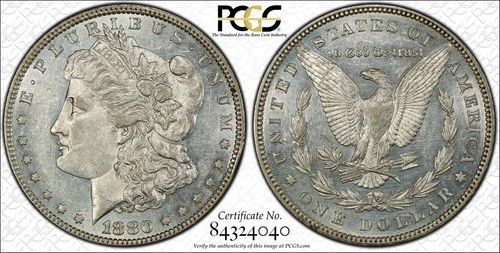 1880 Morgan Silver Dollar PCGS AU58 Proof-Like Fields Everyman Philly Coin