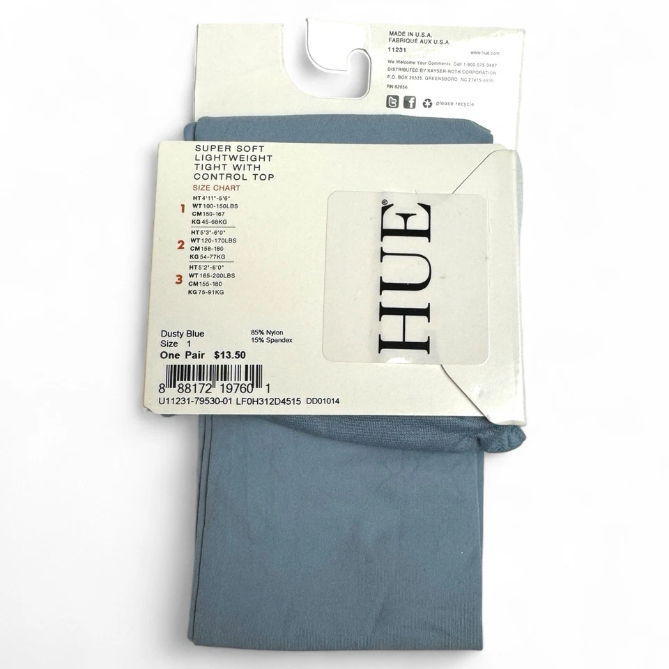 HUE Super Soft Dusty Blue Lightweight Control Top Tights Womens Womens Size 1 - Image 3 of 4
