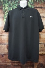 Under Armour Loose Heat Gear Mens Size XL Short Sleeve Polo Shirt Black Top