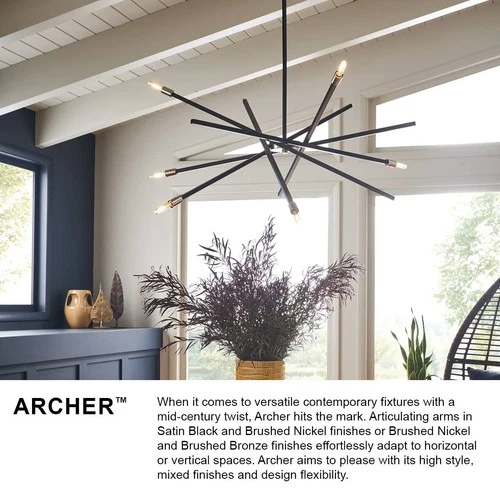 Hinkley Archer 26" Wide Satin Black Modern 6-Light Pendant Light - Picture 8 of 8
