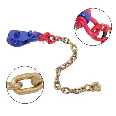 Snatch Block 2 Ton G80 2 FT Chain 3'' Sheave for 3/8'' Wire Rope w/ Swivel Shackle