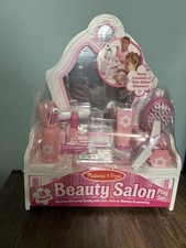 Melissa  Doug Beauty Salon Play Set 18-Piece Wooden Vanity Kit  NEW Sealed