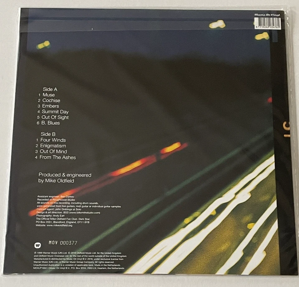 MIKE OLDFIELD GUITARS BLUE VINYL LP 180g  #377/1000 MOV MUSIC ON VINYL NEW LTD - Image 2 of 4