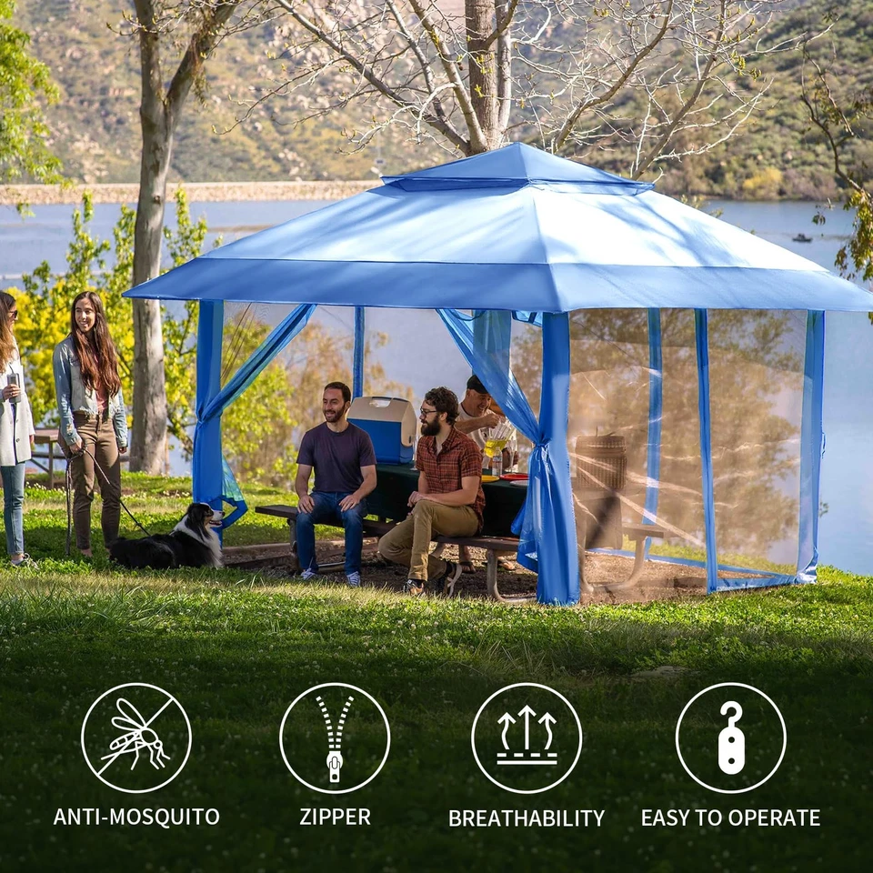 Mosquitera Gazebo para toldo emergente 10 x 10 - pared lateral de malla para gazebo de patio con... Foto 4 de 4