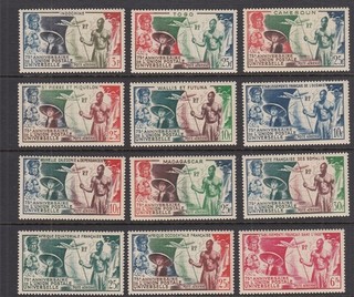 French Colonies 1949 UPU issues fine MH 12 stamps