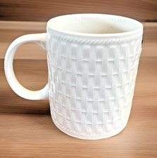 AMERICAN ATELIER WEAVE White Porcelain Farmhouse Coffee Tea Mugs, Cups  Set of 4