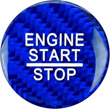 Compatible with Start Stop Button Cover Carbon Fiber Keyless Car E Color: Blue