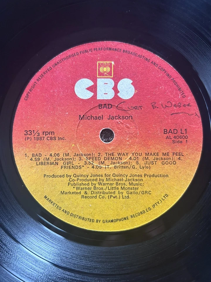 Michael Jackson RARE Zimbabwe Pressing, BAD, Prince , Madonna, Jacksons, Michael - Image 3 of 4