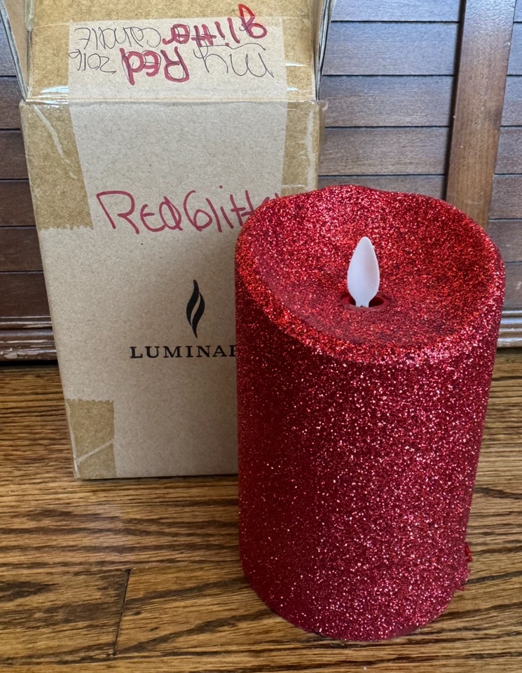 Vela Luminara Rojo Brillo Sin Llama Vacaciones de Navidad 5.5x3.5" LEER Foto 2 de 4