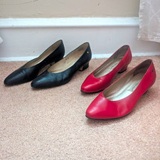 Etienne Aigner Womens Pump Lot 2 Black Red Leather Slip-On Pointed 7.5M