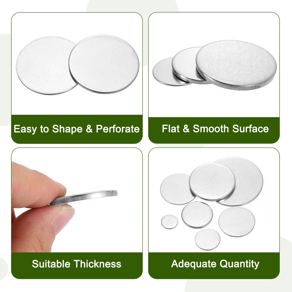 40Pcs Stainless Steel Disc, 1 3/32" Dia 0.06"(1.5mm) Thick Round Circle Plate Foto 4 de 4