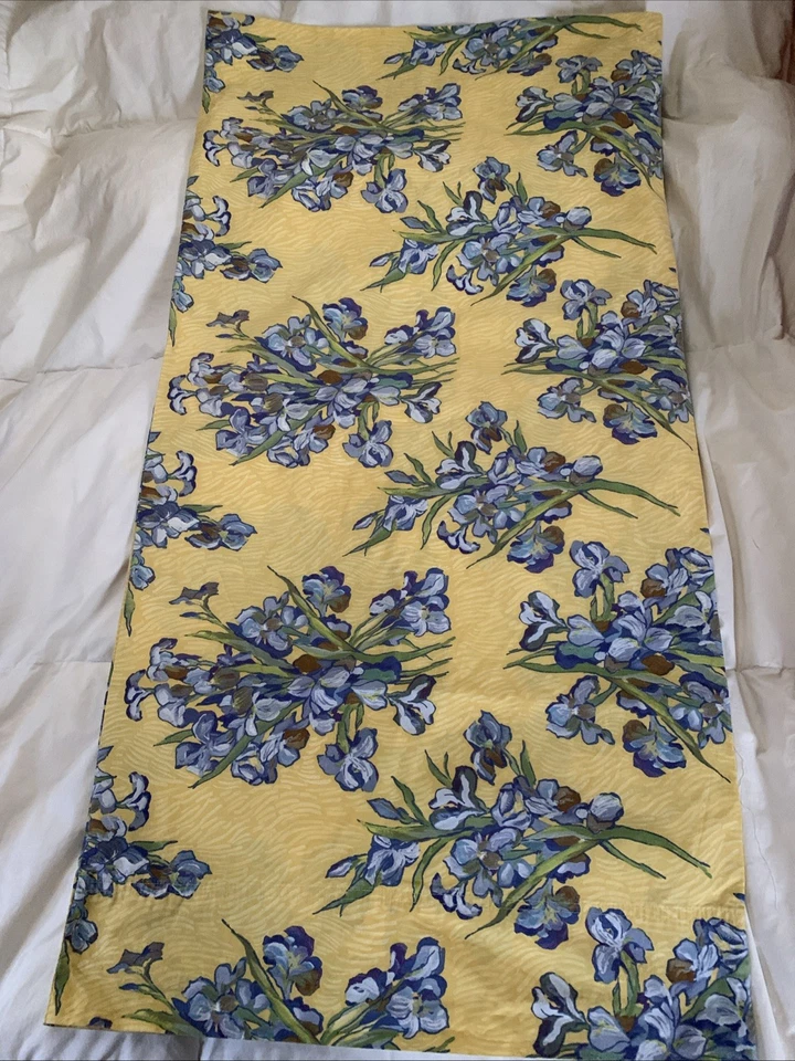 CUDDLEDOWN organic cotton KING pillowcases [2] yellow blue floral Iris - Image 3 of 3