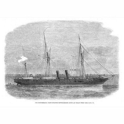 Confederate Screw Steamer Rappahannock Lying at Calais Pier - Antique Print 1863
