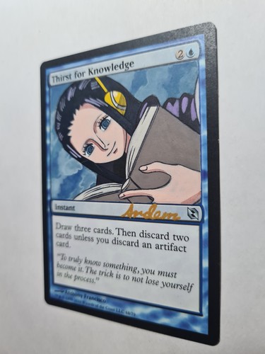 THIRST FOR KNOWLEDGE NICO ROBIN ONE PIECE MAGIC GATHERING ALTERED ART HAND PAINT - Picture 3 of 12