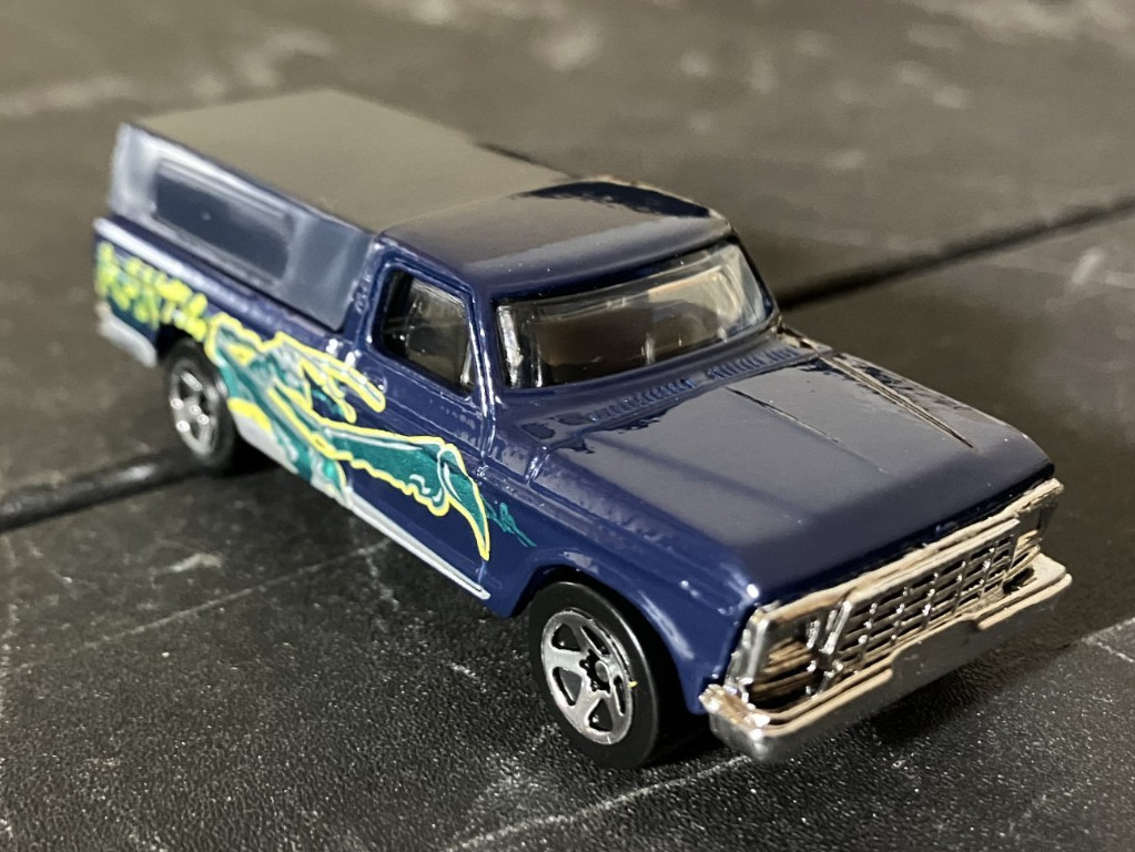 Dark Blue 1979 Ford F-150 Pickup Truck - Hot Wheels Attack Pack 3/4 1:64 Diecast