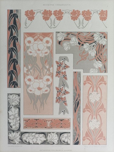 1920 ca. Liberty Art Nouveau Decorazioni Floreali - Foto 2 di 5