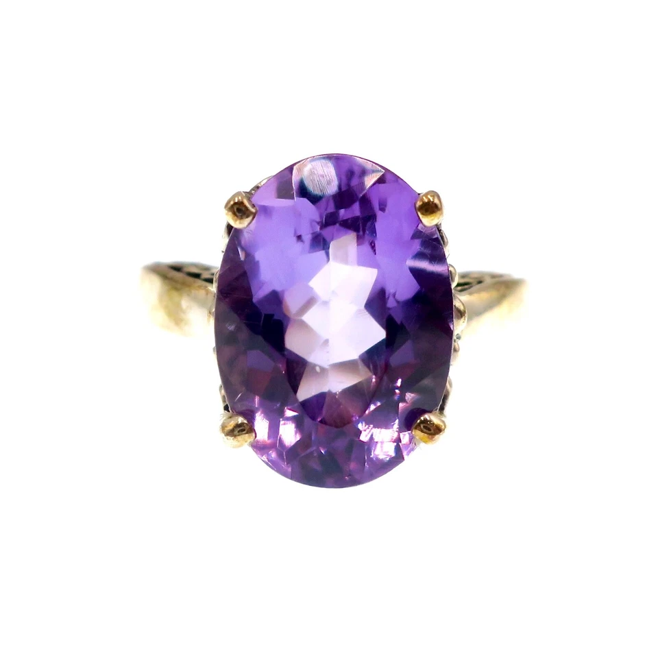 Anel KABANA prata esterlina 7,77 ct ametista natural trabalho aberto tamanho 6 - Imagem 4 de 4