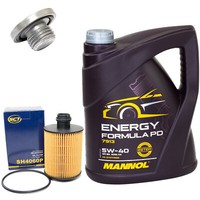 MotoröL Set 5W-40 5 Liter + ÖLfilter SH 4060 P + Schraube FüR Ford KA 1.3 Tdci