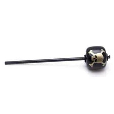 Danmar Black Wood Ball Bass Drum Beater, Black Shaft Silver Skull