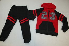 Toddler Boys RED  BLACK 23 SWEAT JACKET Zip Front HOODED Sweatpants 2T