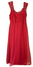 VTG 60s Luxite Kayser Pink Lace Nightgown Nylon Size 34 Red Coral Slip Lingerie