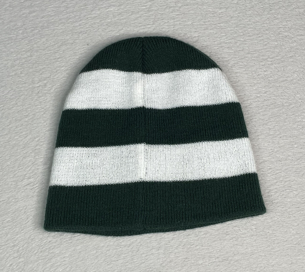 green-valley-road-race-spellout-logo-striped-beanie-hat-cap-adult-one