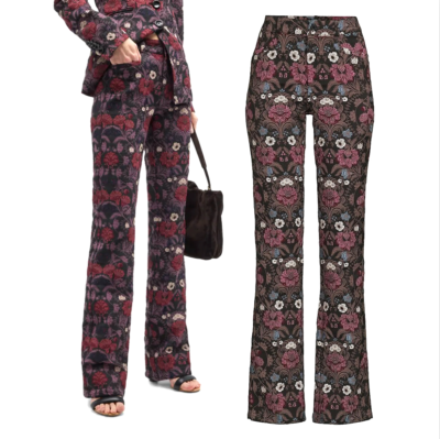 PAIGE Naomi Floral Jacquard Flare Dress Pant 2 NWT | eBay