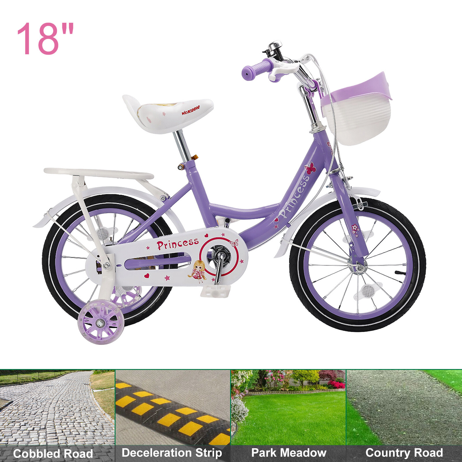 16"/18" Children Princess Bicycle Girls Bike with Removable 