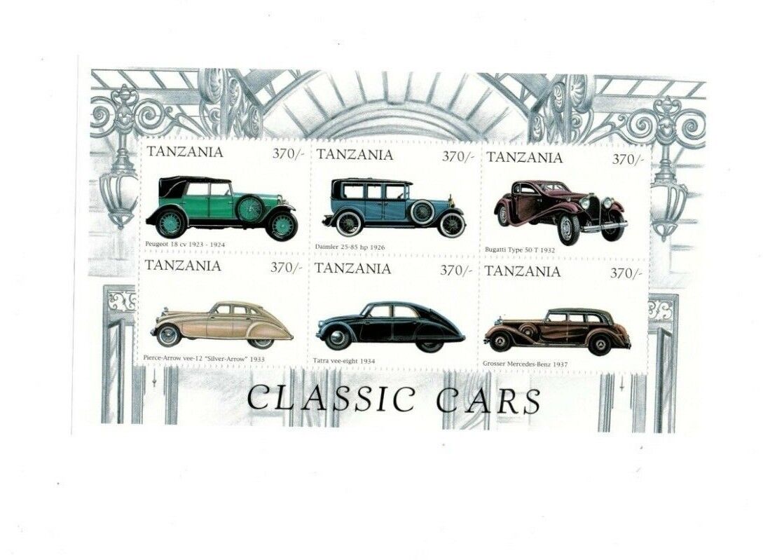 Tanzania 1998 - Classic Cars 6 Philadelphia All stores are sold Mall Sheet Stamps of MNH