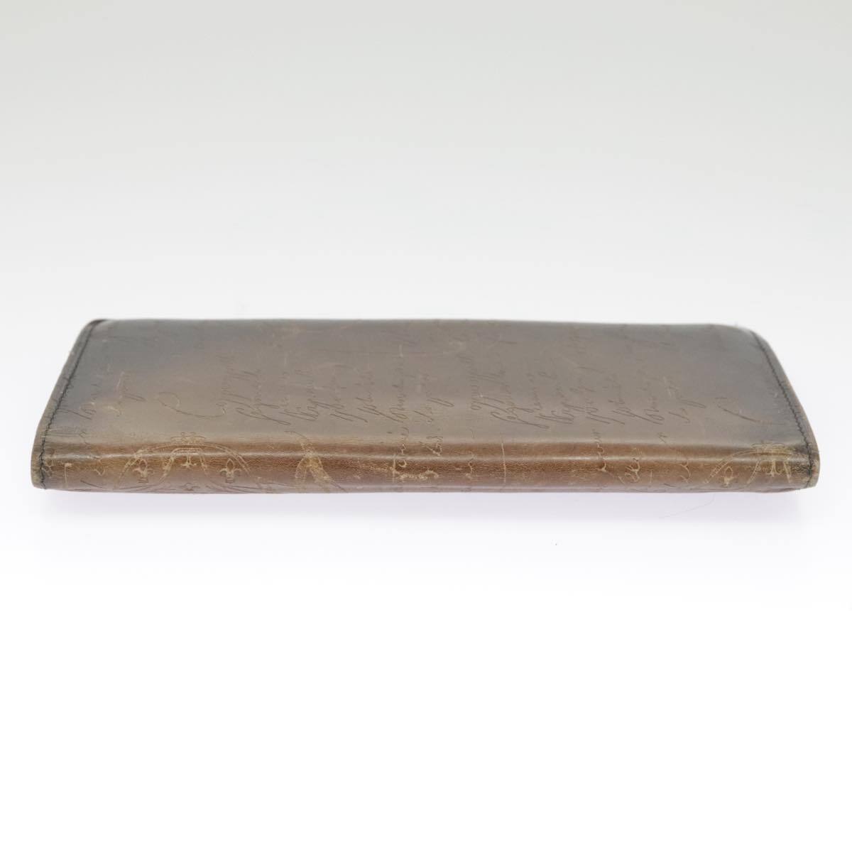Berluti Calligraphy Long Wallet Leather Brown Auth bs19899 Berluti Calligraphy Long Wallet Leather Brown Auth bs19899