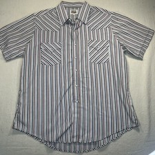 Vintage Ely Cattleman Striped Pearl Snap Western Shirt Men's XL 90s