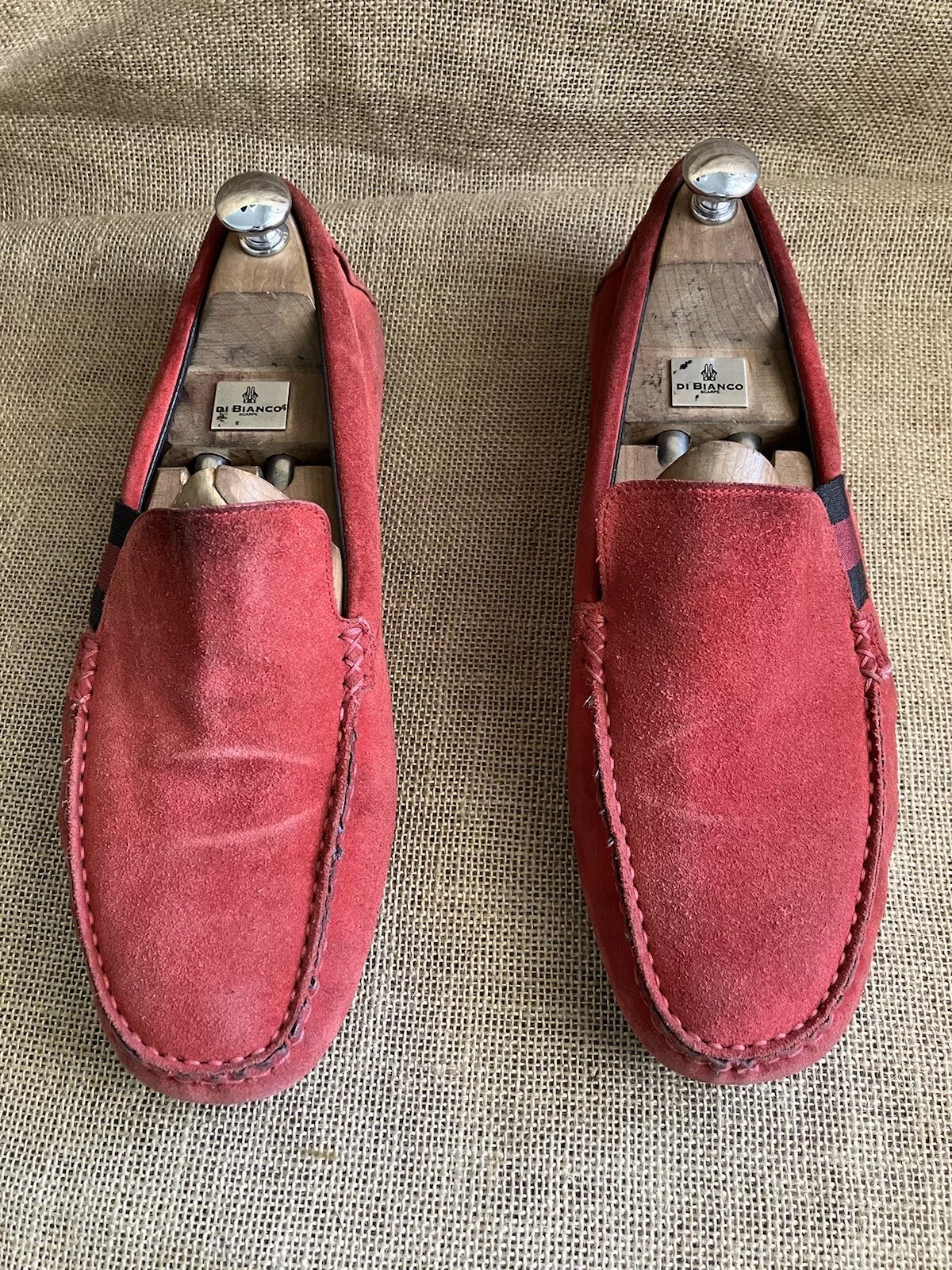 Mocassins homme Gucci 363835 rouge daim rayures Web Drivers taille UK 9,5    US 10,5