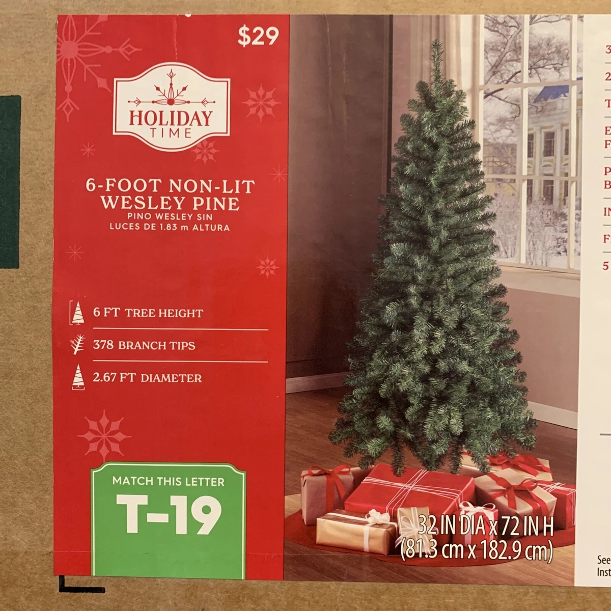 Holiday Time Non Lit Wesley Pine Artificial Christmas Tree 6 eBay