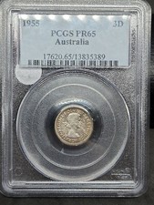 Australia 1955 THREEPENCE PCGS Graded PR65