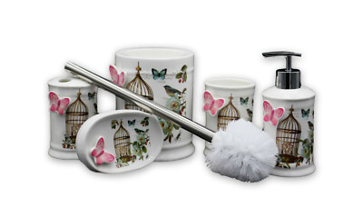 Wc Bürsten Bad Garnitur Klozet Takimi New Bone Collection AL-0009-1 Almina 5 Tlg
