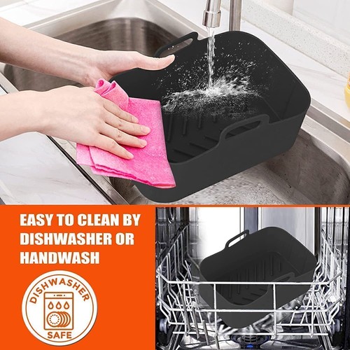 Silicone Pot Baking Basket Liner Steel Rack for Air Fryer Dual Zone Accessories~ - Picture 35 of 39