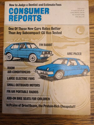 CONSUMER REPORTS VW RABBIT AMC PACER CAR MAGAZINE RARE VTG