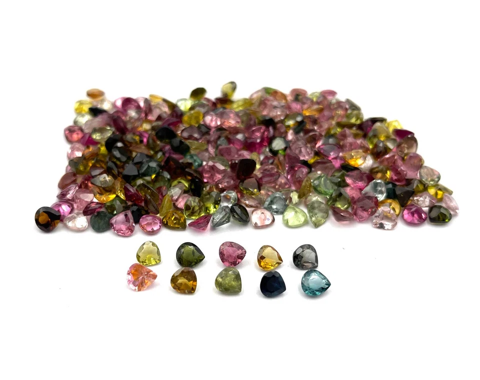 Natural Multi Tourmaline Heart Cut Loose Gemstone Lot 21 Pcs 4-4.50 MM 5 CT - Image 3 of 4