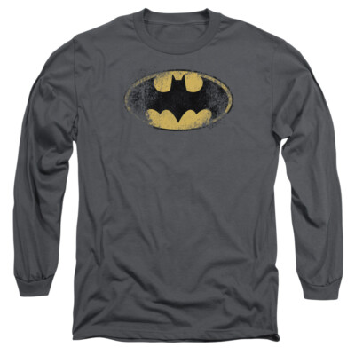 BATMAN DESTROYED LOGO Licensed Men's Long Sleeve Graphic Tee Shirt SM-3XL 